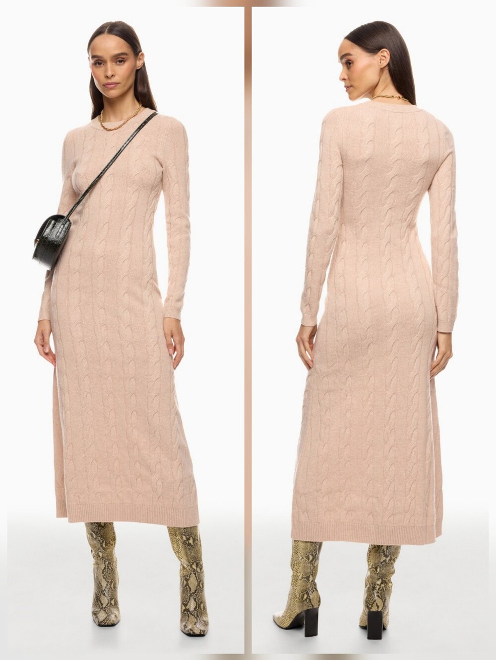 Sandro Maille Maxi Dress Crew Neck Long Sleeve Size L
